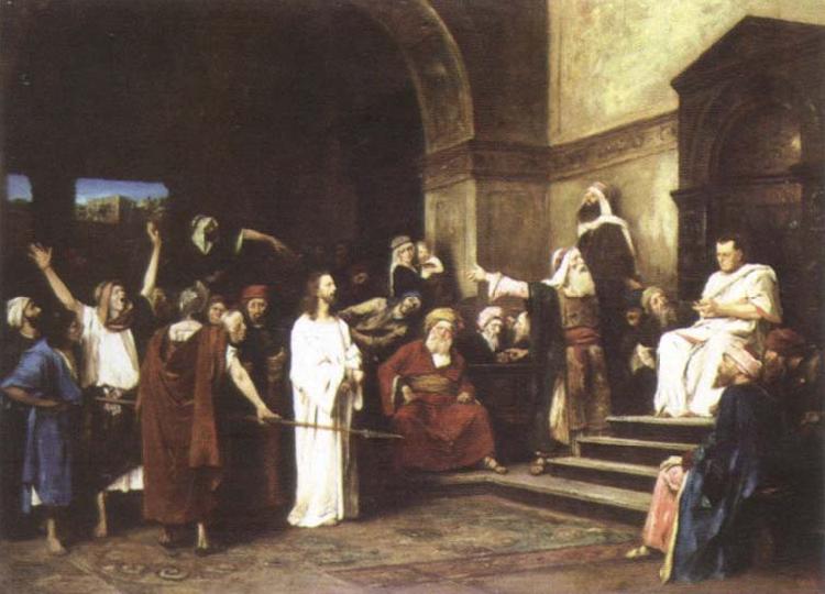 Mihaly Munkacsy christ before pilate France oil painting art